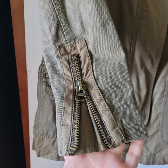 Women's Olive Utility Jacket with Hood - Picture 5 of 15